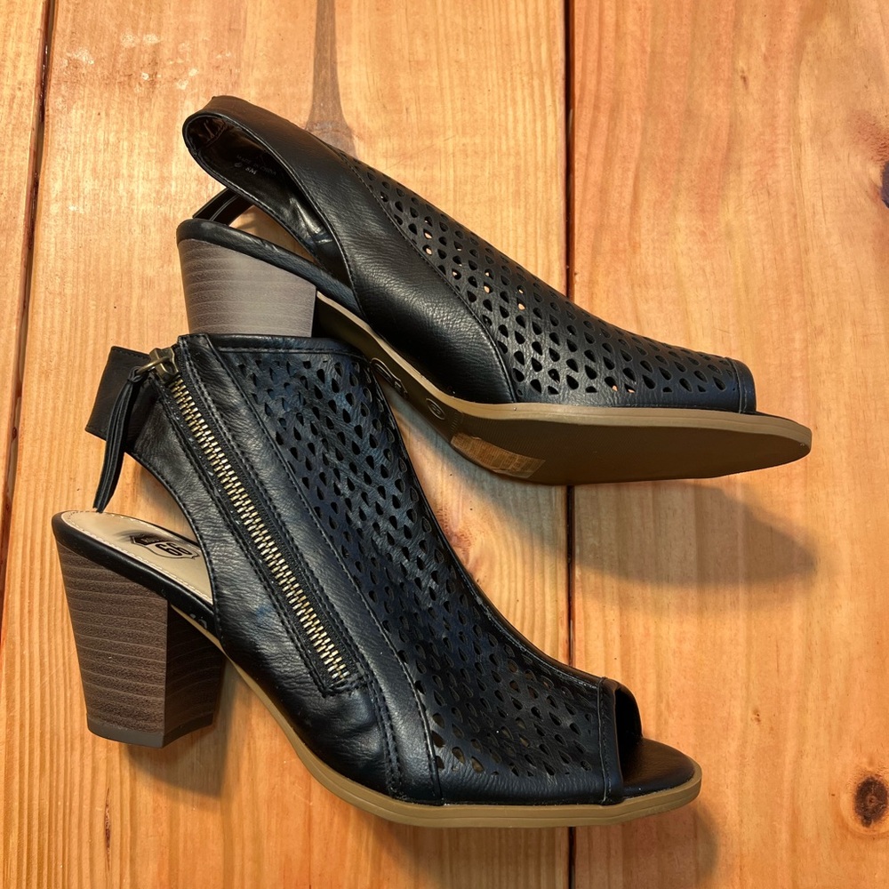Route 66 Black Cutout Heeled Sandals